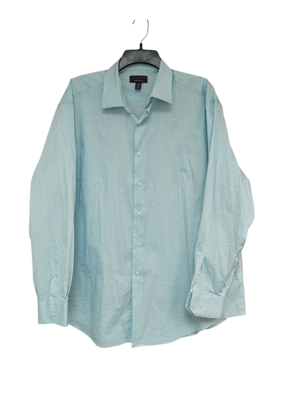 Alfani Men's Light Blue Patterned Long-Sleeve Dress Shirt Size XL